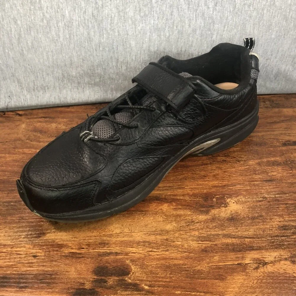 Dr. Comfort Winner Men Size‎ 12 Diabetic Hook Loop Black Leather Shoes Sneakers